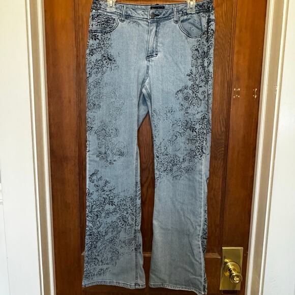 Metro Blues Bootcut Jeans Floral‎ All Over Print Denim Women's 10 Y2K - Picture 1 of 11